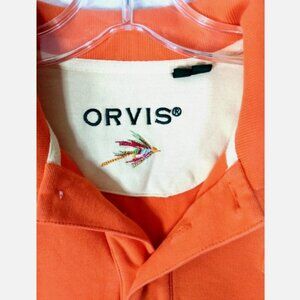 Orvis Polo Shirt Men's Large Orange Fly Fishing Heavy Cotton Angler Outdoors